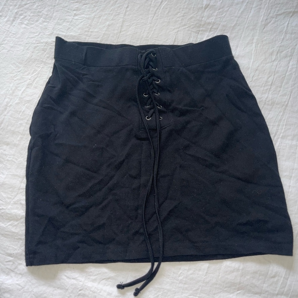Stretch bodycon lace up skirt